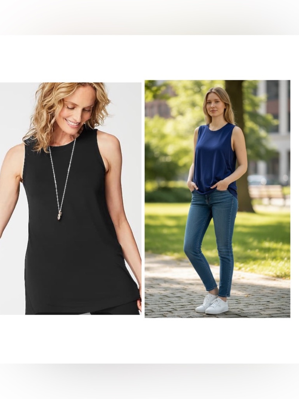 J. Jill Wearever Long Layering Tank Scoop Neck Tank Tops Black & Blue Women’s XL
